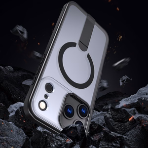 Hybrid Armor X dėklas telefonui iPhone 17 Pro su MagSafe suderinamu stovu - juodas