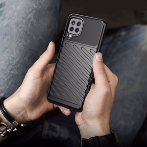 Thunder dėklas telefonui lankstus tvirtas atsparus TPU dėklas Samsung Galaxy A22 4G mėlynas