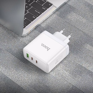 Įkroviklis Hoco 2 x USB-C + USB-A GaN QC PD 65W N30 baltas