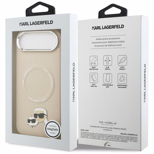 Karl Lagerfeld Karl & Choupette Pins Magnetinis dėklas telefonui iPhone Air - smėlinis
