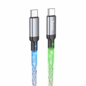 Кабель USB C to USB C Hoco 3A 60W LED 1 м U112 серый