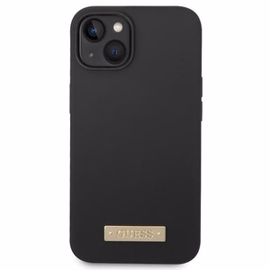 Guess GUHMP14MSBPLK iPhone 14 Plus 6.7" juodas/juodas kietas dėklas Silikoninė logotipo plokštelė Magnetinis