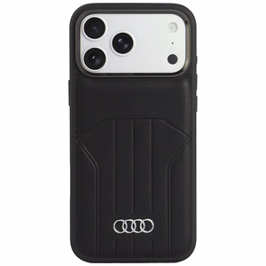 Audi sintetinės odos dėklas, skirtas iPhone 18 Pro Max / 17 Pro Max, suderinamas su MagSafe – juodas