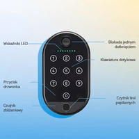 „Yale“ 05/303000/BL Išmanioji klaviatūra 2 - Skaitmeninė klaviatūra su pirštų atspaudų skaitytuvu Juoda