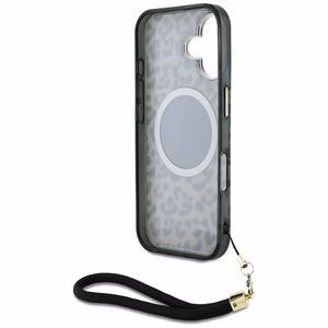 Guess HC IML leopardas trikampio virvelės dirželis MagSafe iPhone 16 dėklas - rudas