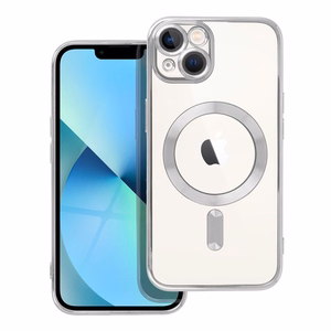 ELECTRO MAG COVER dėklas telefonui suderinamas su MagSafe iPhone 13 sidabrinis