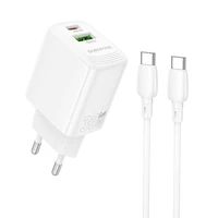 Įkroviklis Borofone BN29 30W USB-C/USB-A + USB-C to USB-C cable 1.0m baltas