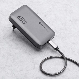 FORCELL F-ENERGY GaN III VT-47 itin plonas kelioninis įkroviklis 2 x Type C + USB A PD QC4.0 4A 65W pilkas