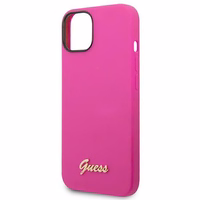 Guess GUHCP14SSLSMF iPhone 14 6.1 "fuksijos kietas dėklas Silikoninis Vintage Gold Logo