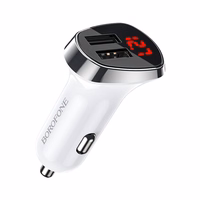Borofone automobilinis įkroviklis BZ15 Auspicious - 2xUSB - 2,4A su USB to MicroUSB kabeliu baltas