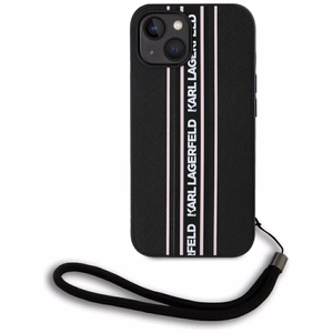 Karl Lagerfeld Saffiano Athleisure Stripes Cord dėklas telefonui iPhone 15 - rožinis