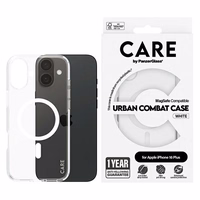 CARE by PanzerGlass Flagship dėklas iPhone 16 Plus 6.7" baltas/baltas magnetinis 1339