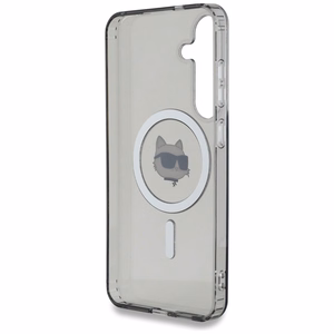 Karl Lagerfeld Mygtukas Choupette Galva Spausdintas Logotipas Magnetinis Samsung Galaxy S25 dėklas juoda