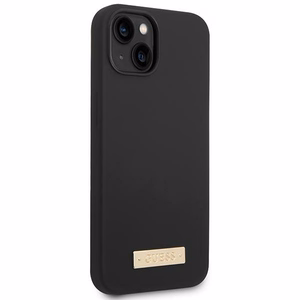 Guess GUHMP14MSBPLK iPhone 14 Plus 6.7" juodas/juodas kietas dėklas Silikoninė logotipo plokštelė Magnetinis