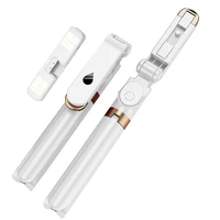 Selfie lazda (f) su belaidžiu nuotolinio valdymu tripodu su LED SSTR-20 - balta