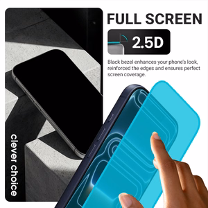 Crong OptiRed Glass grūdintas apsauginis ekrano stiklas su mėlynos šviesos filtru, skirtas iPhone 17 Pro Max