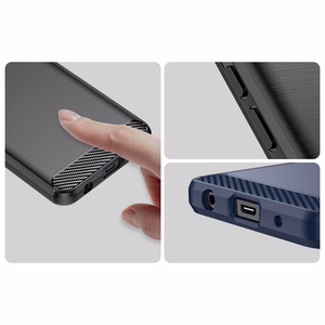 Carbon Case dėklas Xiaomi Redmi A1+ lankstus silikoninis anglies dangtelis juodas