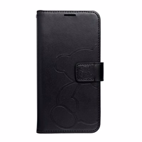 MEZZO knygos tipo dėklas telefonui XIAOMI Redmi Note 14 4G (GLOBAL - 164,84mm x 78,15mm x 8,16mm) su meškiuku, juodas