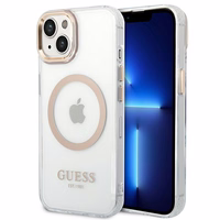 Guess GUHMP14MHTRMD iPhone 14 Plus 6.7 "auksinis / auksinis kietas dėklas Metalinis kontūras Magnetinis