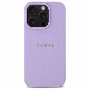 Guess Saffiano Magnetinis dėklas iPhone 16 Pro - violetinis