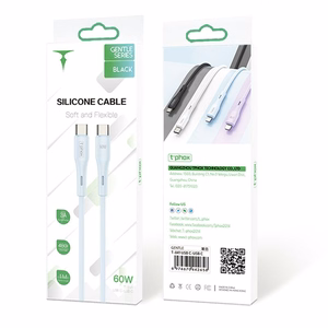 T-PHOX LAIDAS GENTLE USB-C/USB-C 60W JUODAS