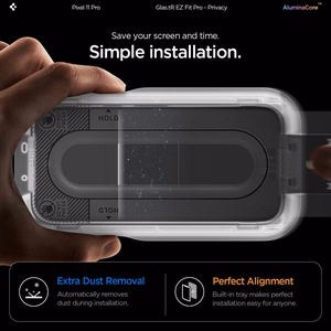 Spigen Glas.tR EZ Fit Pro HD Privacy 2 vnt. privatumo apsauginių stiklų rinkinys, skirtas Google Pixel Pro 9 / 9 Pro / 10 / 10 Pro / 11 / 11 Pro