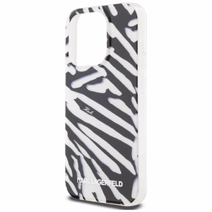 Karl Lagerfeld IML Zebra Pattern & Cord dėklas telefonui iPhone 15 Pro - juodas