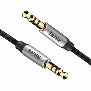 Baseus Yiven 3,5 mm mini jack AUX audio kabelis, 1 m, juoda/sidabrinė