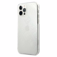 Guess GUHCP12M3D4GTR iPhone 12/12 Pro 6.1" skaidrus kietas dėklas 4G 3D rašto kolekcija
