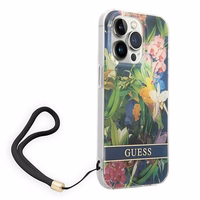 Guess GUOHCP14XHFLSB iPhone 14 Pro Max 6.7 "mėlynas/mėlynas kietas dėklas Gėlių dirželis