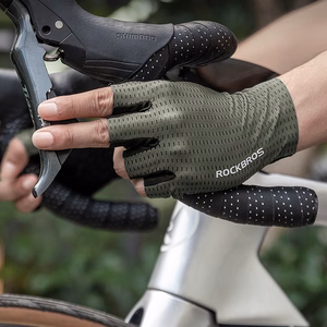 Rockbros Breathable Short Finger Cycling Gloves, Size: S - Green