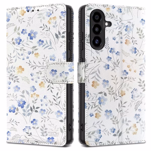 Tech-Protect piniginės tipo dėklas telefonui Samsung Galaxy A26 5G / A17 4G / 5G - su ramunėmis ir lapais