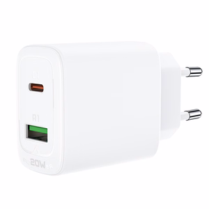 Acefast sieninis įkroviklis USB Type C / USB 20W, PPS, PD, QC 3.0, AFC, FCP baltas (A25 baltas)