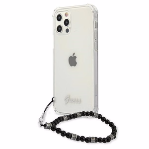 Guess GUHCP12LKPSBK iPhone 12 Pro Max 6.7" Skaidrus kietas dėklas Juodas perlas