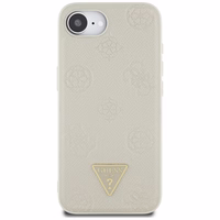 Guess Grained Hot Stamp Peony Triangle Logo Magnetinis dėklas telefonui iPhone 16e - smėlio