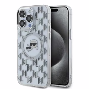 Karl Lagerfeld IML Monogram Karl & Choupette Head MagSafe Чехол для iPhone 15 Pro Max - прозрачный