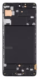 Ekranas Samsung A715 A71 2020 su lietimui jautriu stikliuku ir rėmeliu Black OLED (real size)