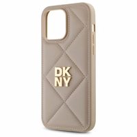 DKNY Quilted Stack Logo dėklas telefonui iPhone 14 Pro Max - smėlio spalvos