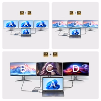 USB-C Hub 14 in 1 Wozinsky WDS03Y5S daugiafunkcis, aliuminis, 3 monitoriams, su 15 cm laidu - pilkas