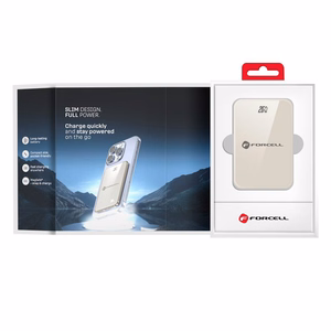 Išorinė baterija saderinta su MagSafe Forcell F-Energy SuperSlim F5K8 QC4.0 PD3.0 15W 5000 mAh titano dykumos spalva