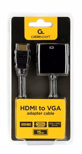 Gembird A-HDMI-VGA-04 vaizdo laido adapteris 0,15 m HDMI Type A į VGA (D-Sub), juodas
