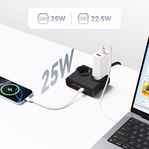 Orico PDC25 25W 6in1 maitinimo blokas 2x AC + 2x USB-A + 2x USB-C - juodas