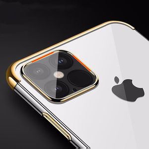 Skaidrus spalvotas dėklas Gel TPU su elektroplokštės rėmeliu Xiaomi Mi 11 mėlynas