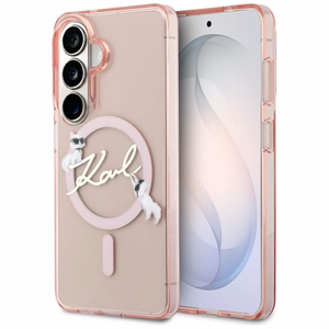 Karl Lagerfeld dėklas IML KC Script MagSafe skirtas Samsung Galaxy S26 rožinis