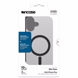 Incase Slim Case dėklas su MagSafe, skirtas iPhone 16 Plus, juodas permatomas