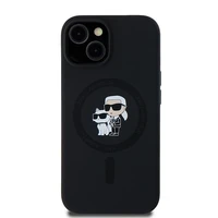 Karl Lagerfeld silikoninis Karl&Choupette magnetinis dėklas telefonui iPhone 15 Plus / 14 Plus - juodas