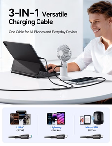 USB Laidas Joyroom S-A61 USB-C į USB-C/Lightning/MicroUSB 3.5A 1.2m juodas
