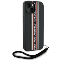 Karl Lagerfeld Saffiano Athleisure Stripes Cord Dėklas telefonui iPhone 15 - raudonas
