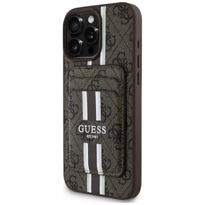 Guess 4G Stripes dėklas su Magnetinė pinigine iPhone 16 Pro Max - rudas