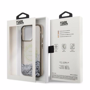 Karl Lagerfeld Liquid Glitter RSG dėklas telefonui iPhone 14 Pro Max - juodas